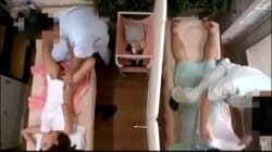 Wife cheating right next to husband during sex massage